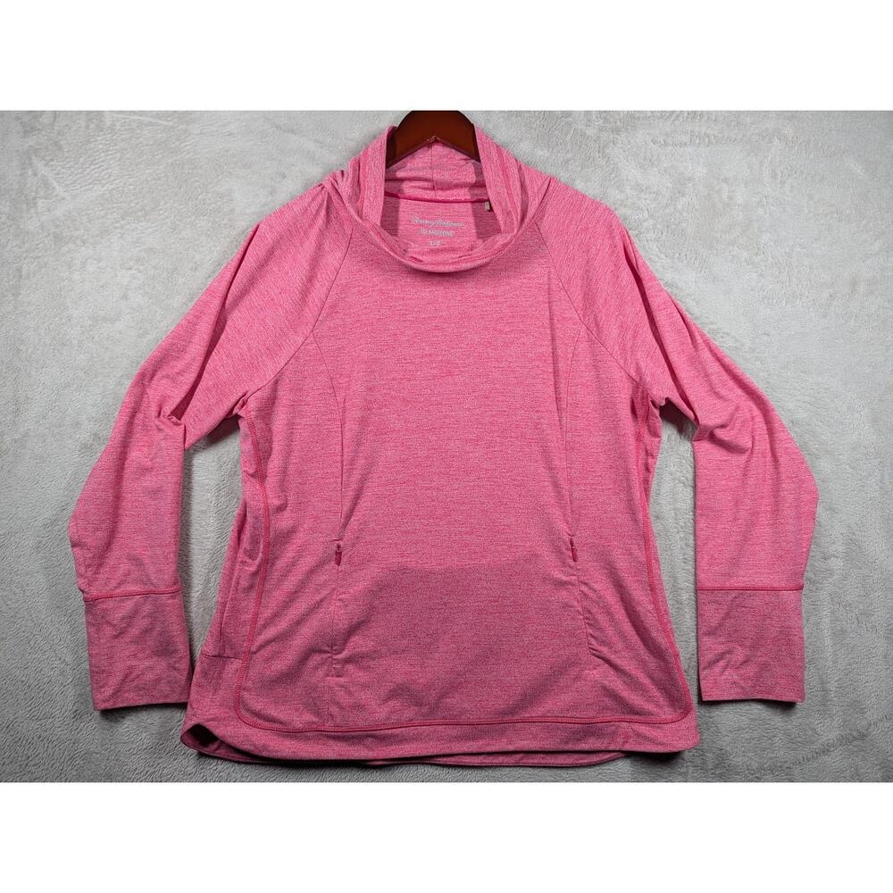 Tommy Bahama Ariana Island Zone Cowl Neck LARGE Popover Pink Ruffle Feather **
